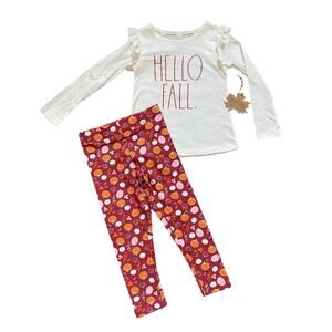 Rae Dunn “HELLO FALL” girls fall outfit featuring pumpkins on pants- size 5/6